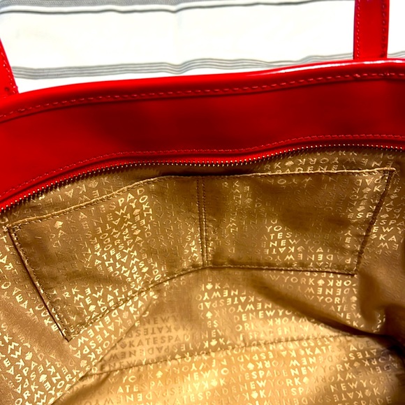 Kate Spade Red Patent Logo Perforated Tote - Picture 10 of 14